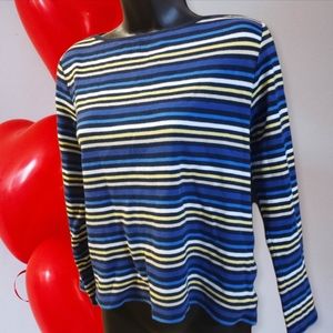 Liz Claiborne striped top sz L decorative buttons on a side